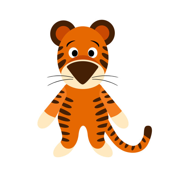 可爱的卡通条纹老虎。2022年春节快乐，圣诞快乐。印刷儿童t恤，贺卡，海报。矢量插图。图片下载