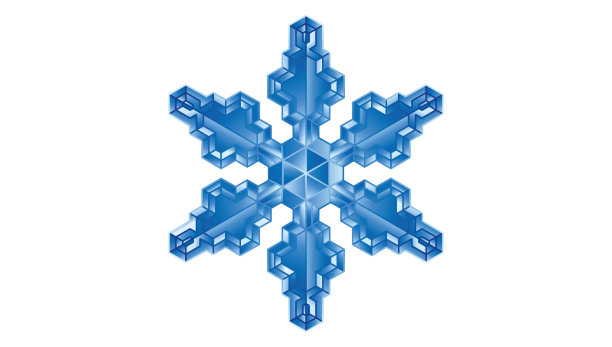 雪花孤立的白色背景，矢量插图。3d蓝色雪花，剪辑艺术，剪辑路径。冷温度的概念。图片下载