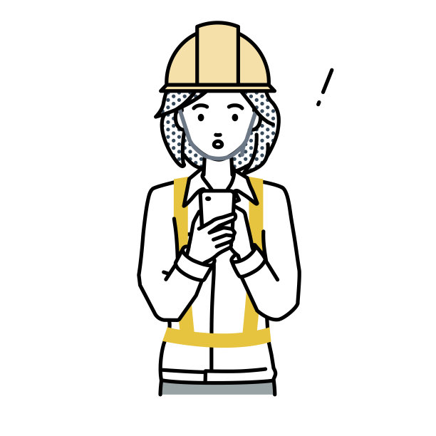 一名在建筑工地工作的妇女发现并注意到她手中的智能手机里有什么东西图片下载