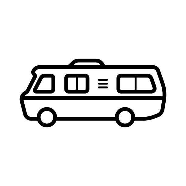 房车图标。露营者,商队。黑色轮廓线轮廓。侧视图。矢量简单的平面图形插图。在白色背景上孤立的物体。隔离。图片下载
