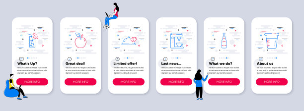 一套食品和饮料的图标，如苹果咖啡图片下载
