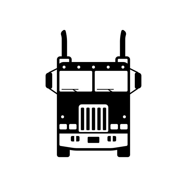 牵引车图标。黑色的轮廓。前视图。矢量简单的平面图形插图。在白色背景上孤立的物体。隔离。图片下载
