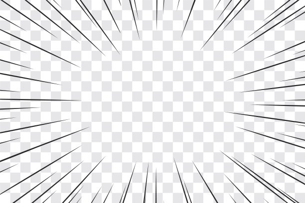 漫画动作帧速度简单线条运动径向线隔离透明背景抽象爆炸模板旗帜黑白单色矢量复古插图漫画书元素图片下载