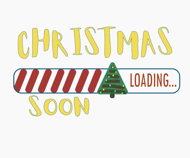 加载酒吧与圣诞树和圣诞字母，圣诞夜，节日等待插图素描风格图片下载