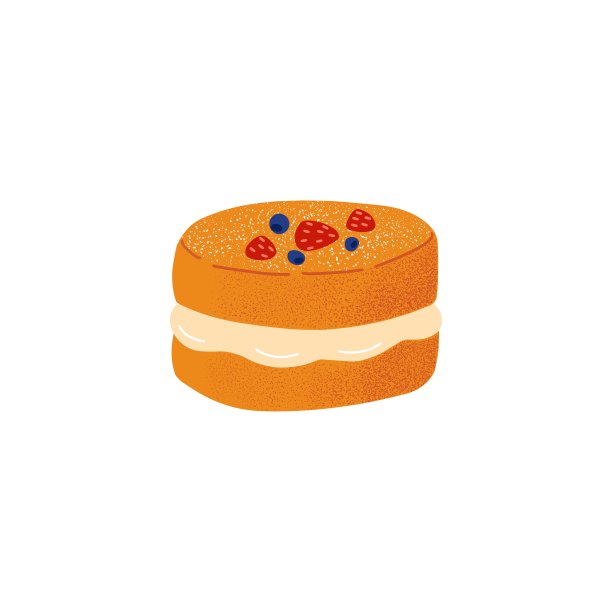 香甜的三明治蛋糕，海绵层，香草奶油和草莓。维多利亚甜点配新鲜浆果和糖粉。平面矢量插图孤立在白色背景图片下载