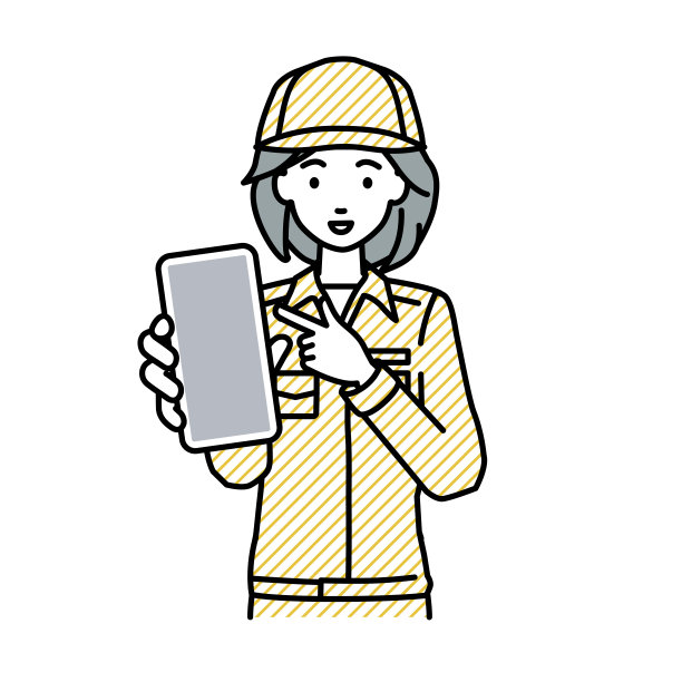 一名蓝领女工微笑着向顾客推荐、求婚、展示并指着智能手机的模型屏幕图片下载