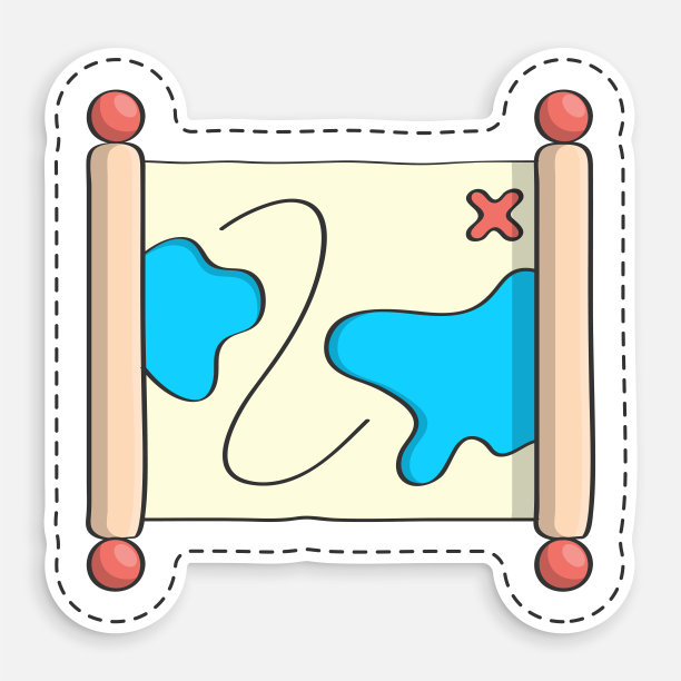 涂鸦旧地图的卡通图标。卷起来的莎草纸。中世纪信件和海盗藏宝图。矢量分离在白色背景上图片下载