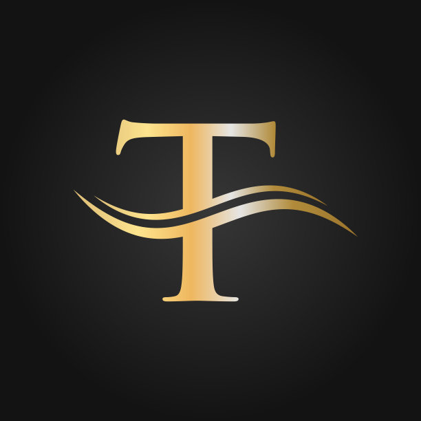 T字母首字母豪华标志模板。T标志金色概念。T字母标志与金色豪华颜色和字母组合设计图片下载