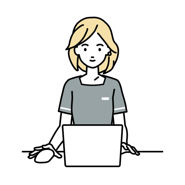 一位女美容师在她的办公桌上使用笔记本电脑图片下载