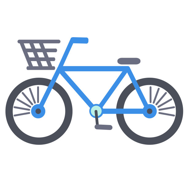 自行车插图材料与蓝色篮子图片下载