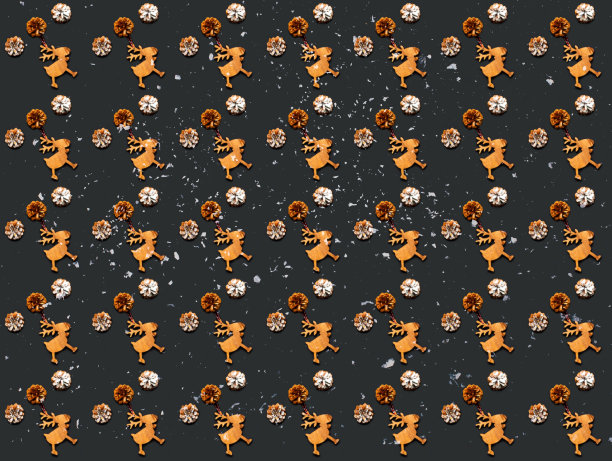 图案与圣诞节木鹿在黑暗的背景。用于设计和包装纸的创意复制空间。图片下载