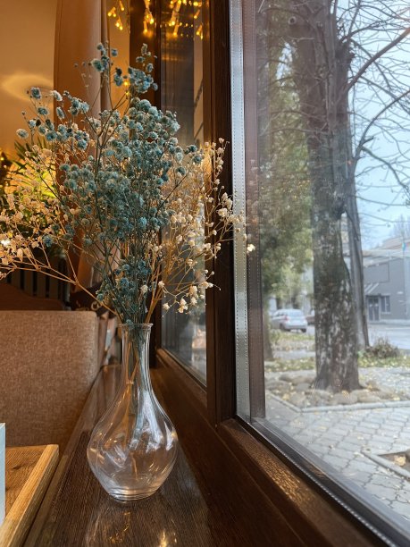 窗前花瓶里的一束野花图片下载