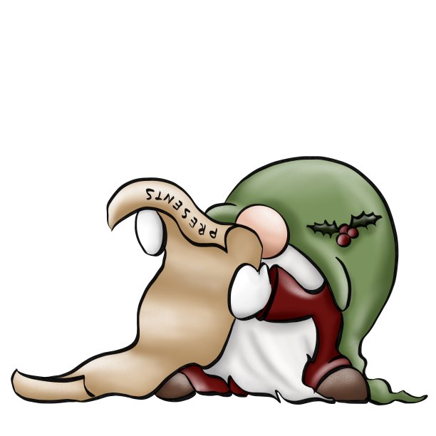 可爱的侏儒在羊毛帽阅读愿望清单。礼物,礼物。图片下载