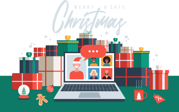 圣诞节新正常人在网上见面图片下载