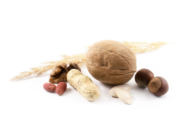 在白色背景上的各种颗粒的照片图片下载