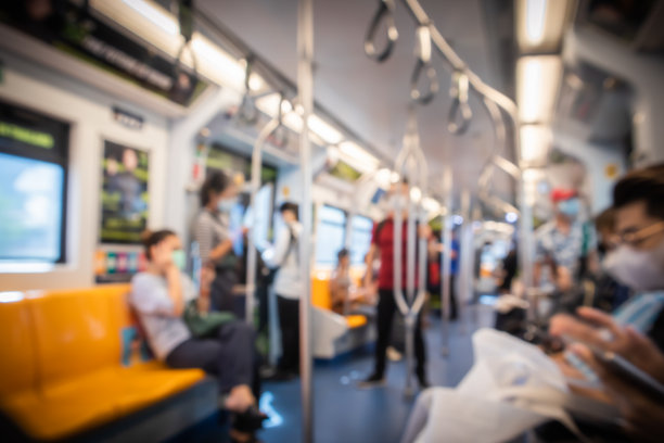 模糊，乘客在曼谷空中列车，交通背景图片下载