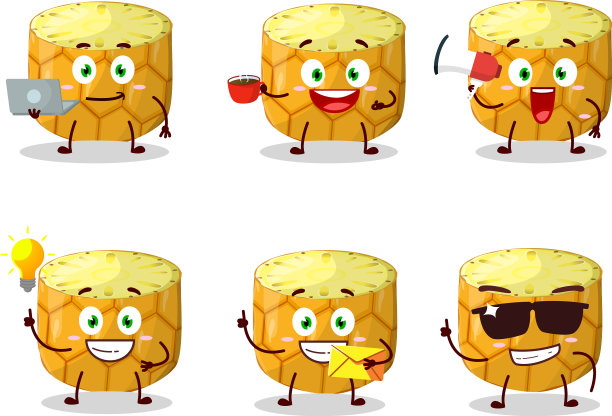 菠萝片与各种卡通人物图片下载