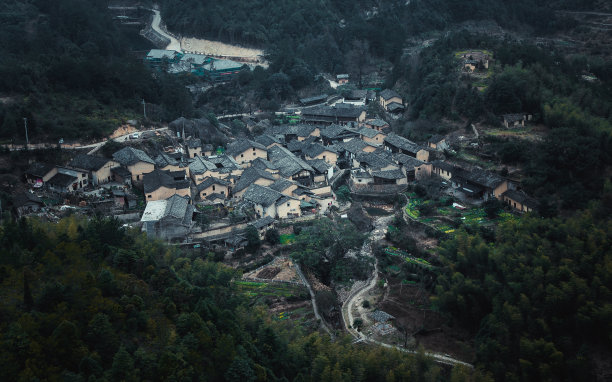 山中古老村庄素材图片