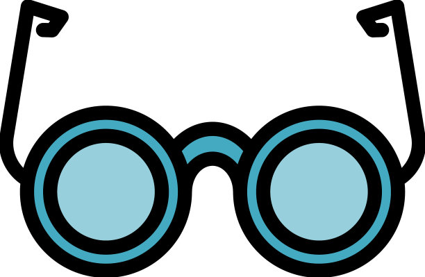 盲人残疾人眼镜图标颜色轮廓图片下载