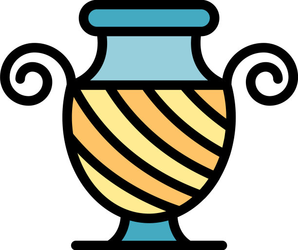希腊古代花瓶图标颜色轮廓图片下载