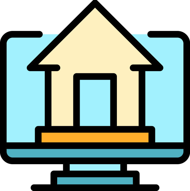 家庭办公电脑图标颜色轮廓图片下载