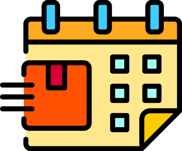 日历日期回家送货图标彩色大纲图片下载