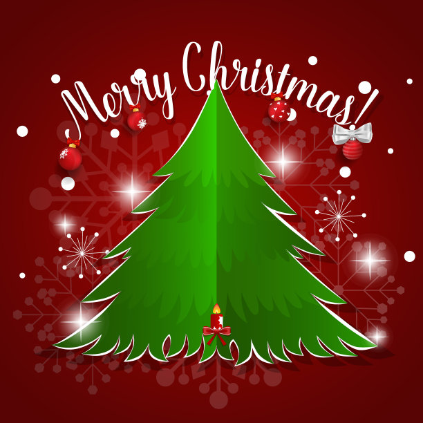 圣诞贺卡与圣诞树，矢量插图图片下载