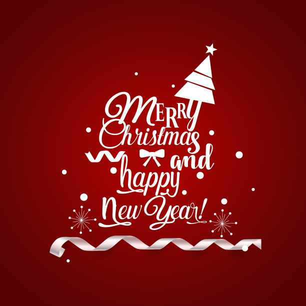 圣诞贺卡。圣诞快乐的字母与圣诞树，矢量插图图片下载