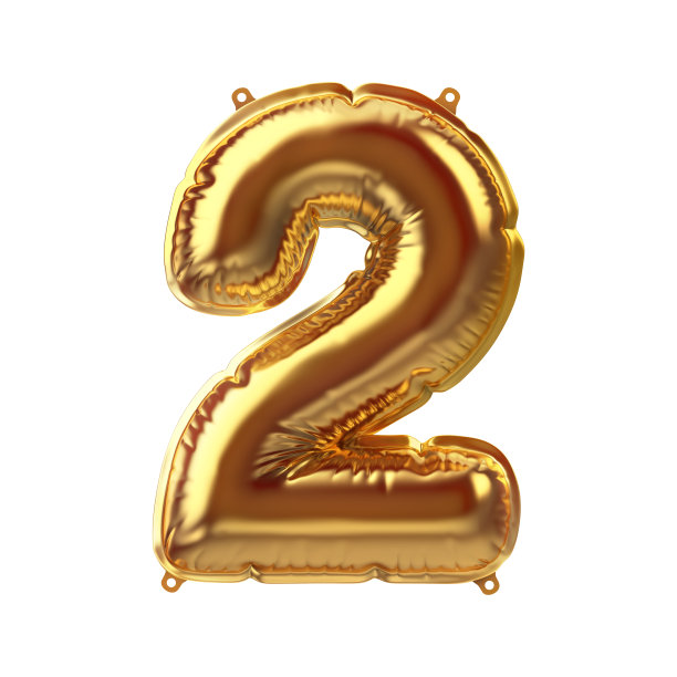 3D渲染的黄金充气箔气球图二。聚会装饰元素图片下载