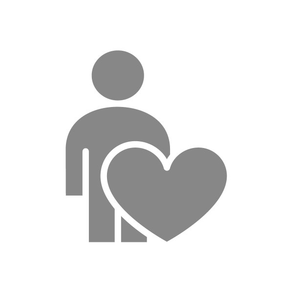 用户资料与心灰色图标。慈善、捐赠、回馈符号图片下载