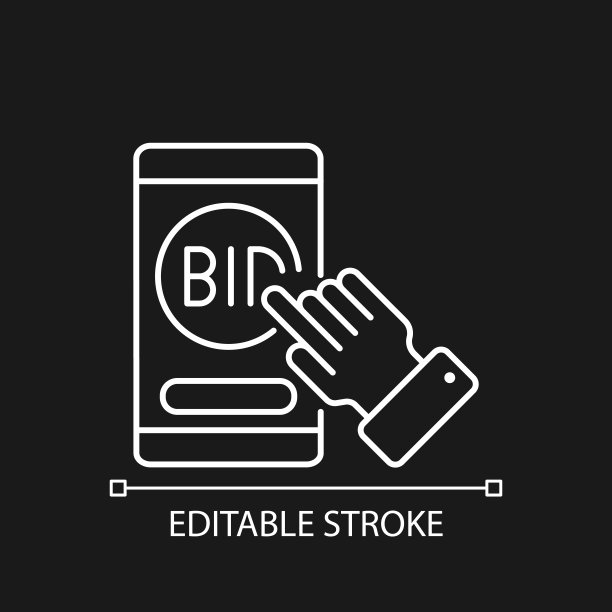 深色主题的拍卖手机应用线性图标图片下载