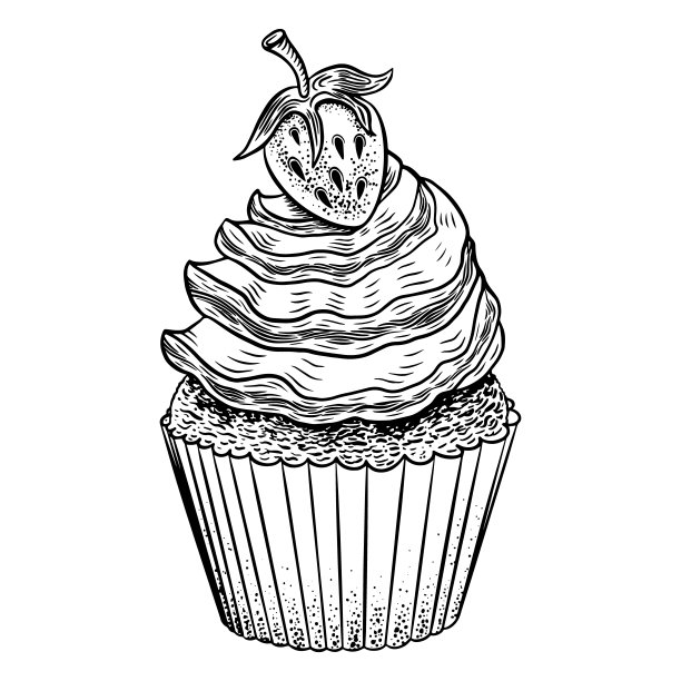 手绘纸杯蛋糕草图图片下载