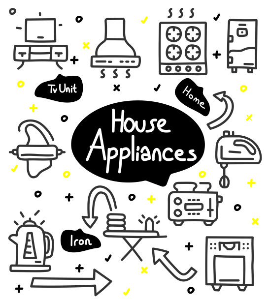 家用电器套装，手绘风格图片下载