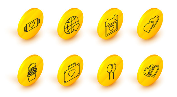 用丝带系好两个心形气球图片下载