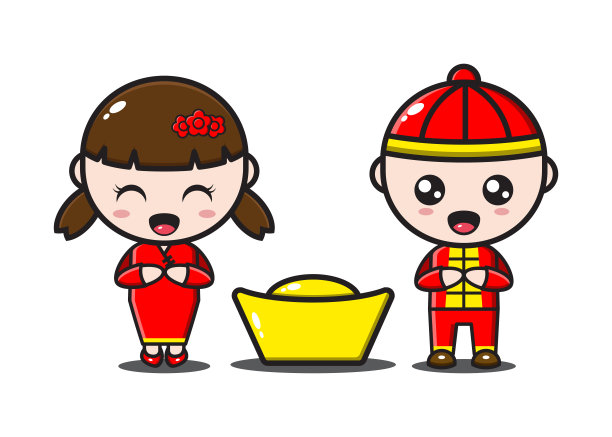 可爱的中国夫妇与黄金在中国新年图片下载