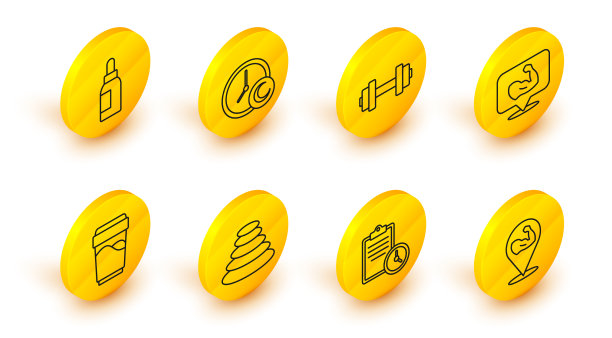 健美运动员肌肉运动训练集线图片下载