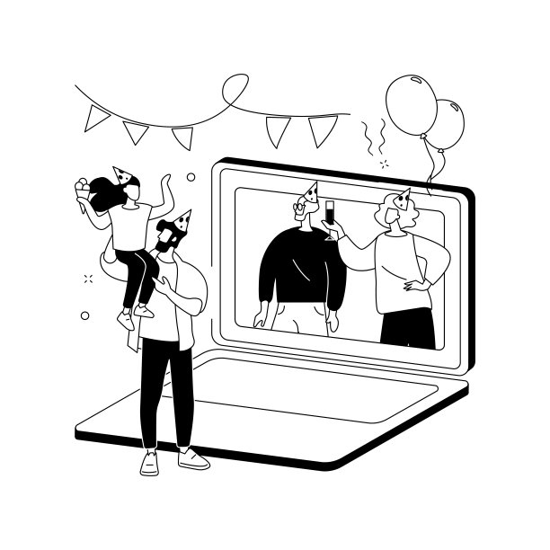 在线家庭聚会抽象概念矢量插图。图片下载