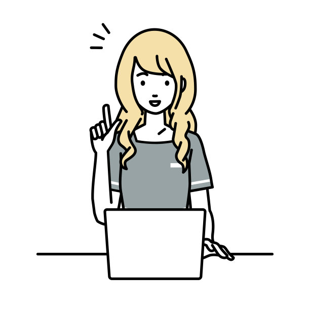 一位女美容师用笔记本电脑对着她的桌子做手势图片下载