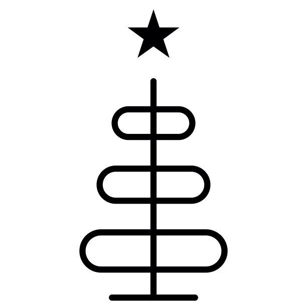 圣诞树轮廓图标，矢量简单线符号。新年快乐派对设计图片下载