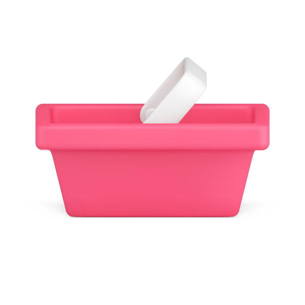 红色塑料购物篮三维图标矢量插图侧面视图。为客户空设备图片下载