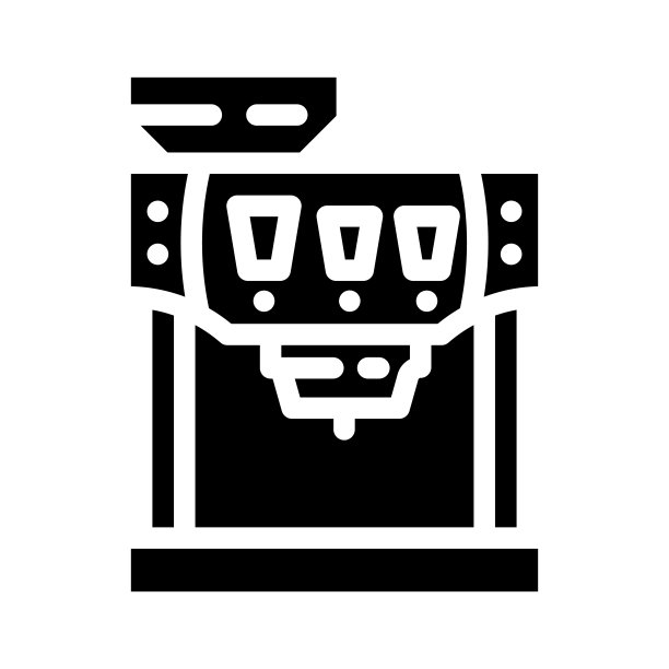 办公室咖啡机字形图标矢量插图图片下载