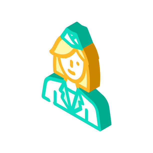 空中小姐职业等距图标矢量插图图片下载