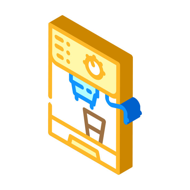 专业的咖啡机等距图标矢量插图图片下载