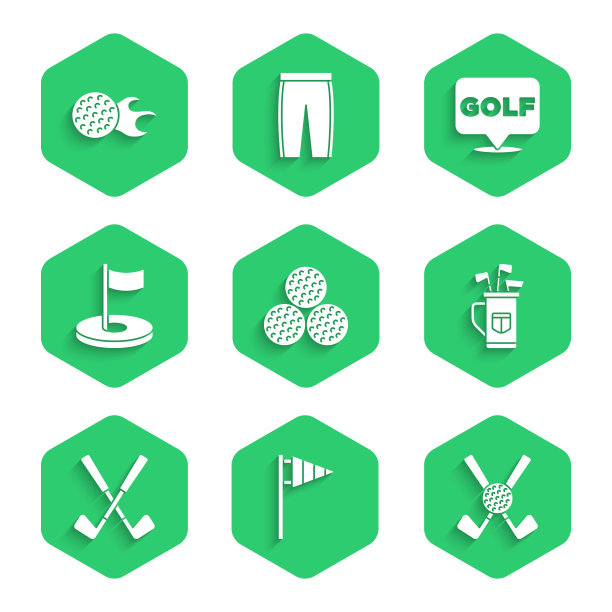 用包设置高尔夫球旗和球棒图片下载