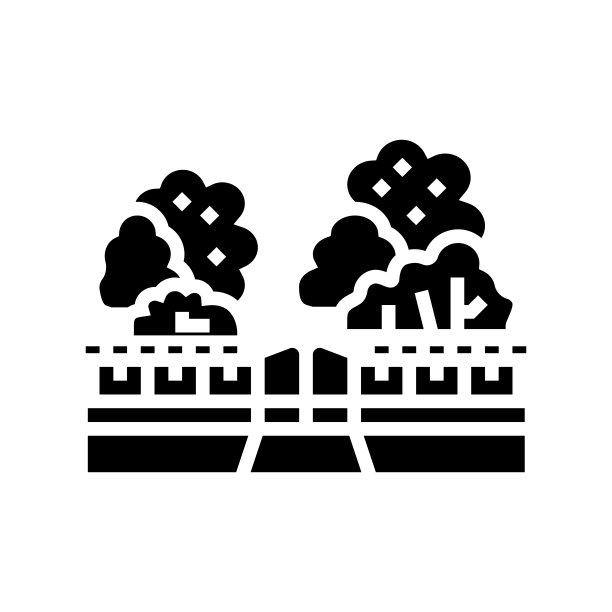 公园和花园城市景观字形图标矢量插图图片下载