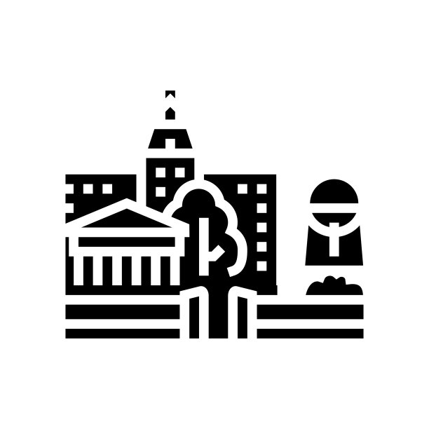 博物馆画廊艺术对象建设字形图标矢量插图图片下载