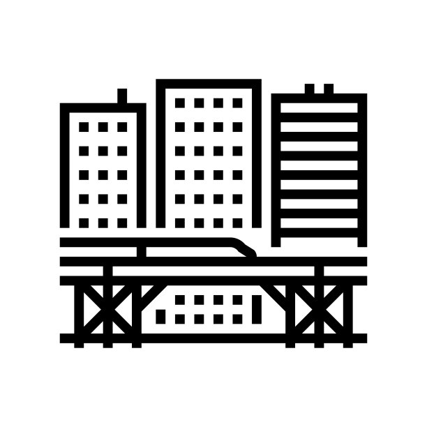 地铁有轨电车电动列车运输站线路图标矢量插图图片下载