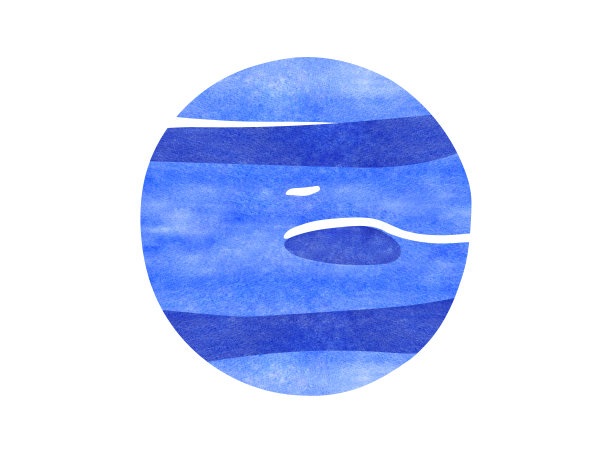 海王星水彩手绘插图。在白色背景上隔离图片下载