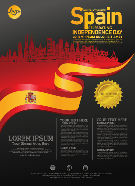 西班牙国庆日现代设计模板。图片下载