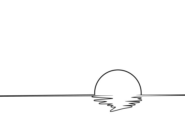 画一条日落或日出的线。放松的概念。矢量图图片下载